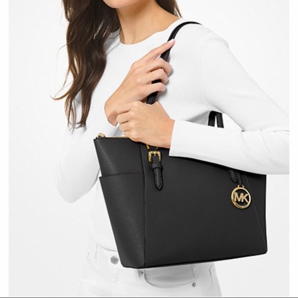 Michael Kors Charlotte Ciara Large Leather Zip Tote Shoulder Bag - Black - Picture 3 of 3